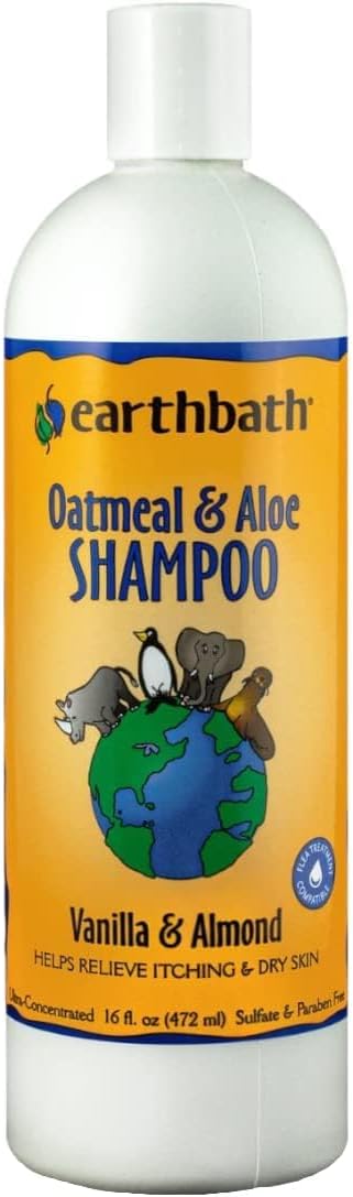 earthbath Oatmeal & Aloe Dog Shampoo - Oatmeal Shampoo for Dogs, Dry Itchy Skin Relief, Hypoallergenic Anti Itch Puppy Shampoo for Sensitive Skin, Tear Free Pet Wash - Vanilla & Almond, 16 oz (1 Pack) - Image 2