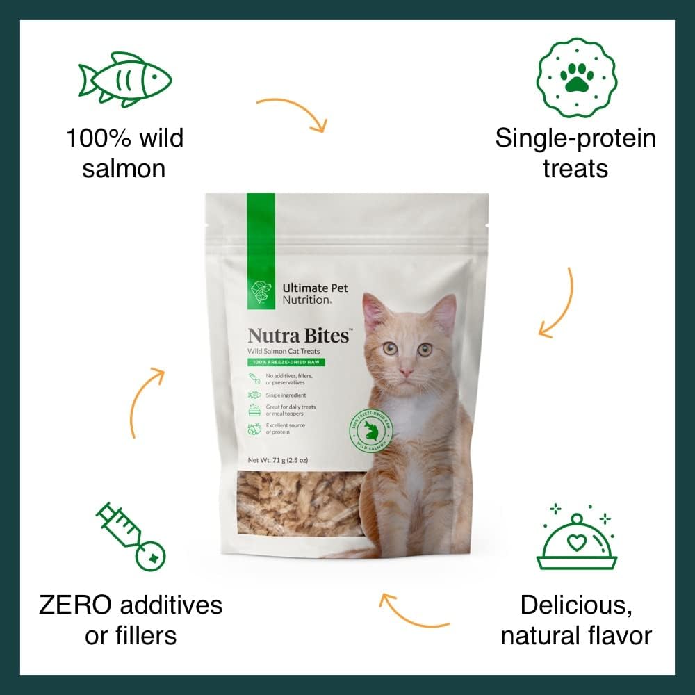 ULTIMATE PET NUTRITION Nutra Bites for Cats, Freeze Dried Raw Treats, Single Ingredient, Grain Free, Salmon, 2.5 Ounce - Image 3