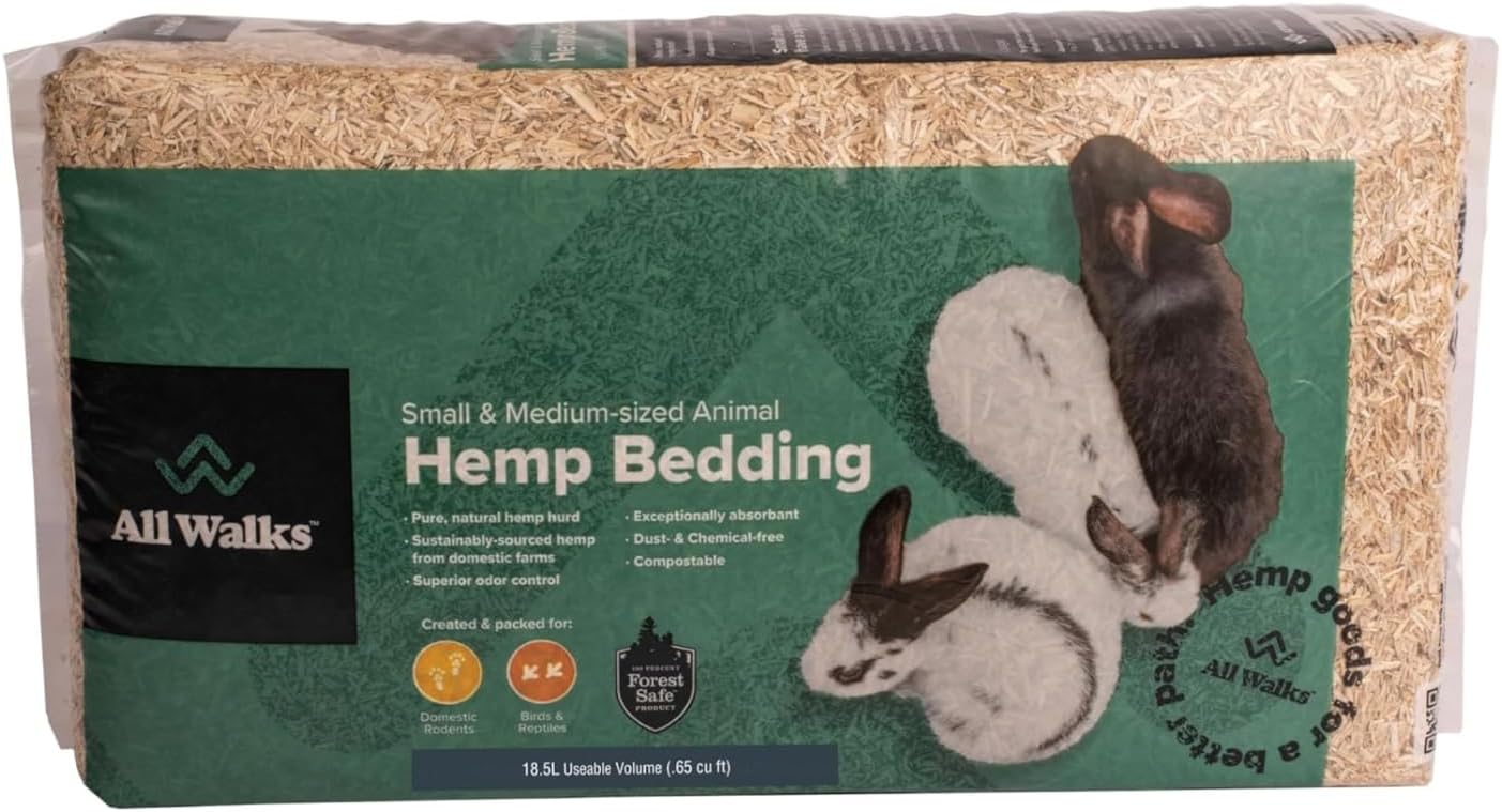 All Walks 18.5L 100% Natural Hemp Bedding - Odor Control, Dust-Free, Chemical-Free, for Chicken Coops, Hamsters, Rabbits & Small Animals, Biodegradable, Made in USA, Highly Absorbent - Image 2