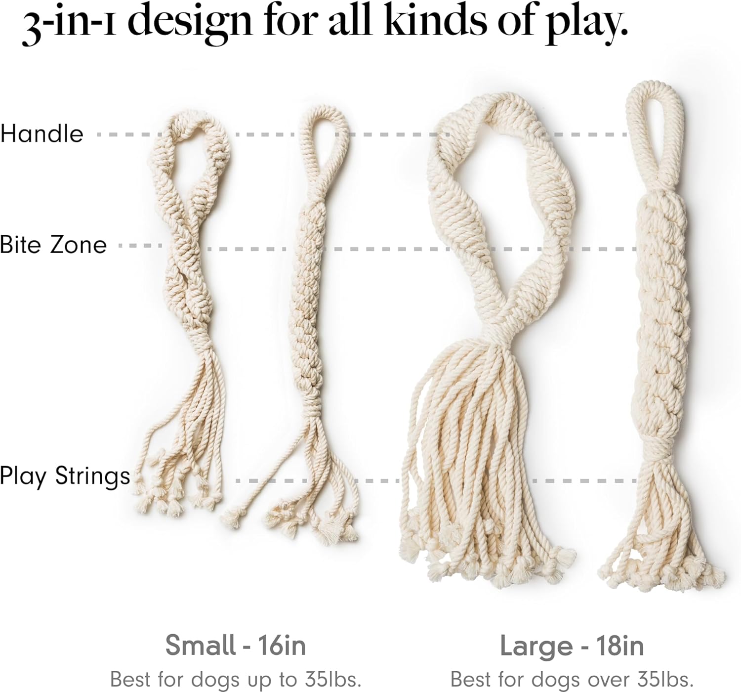 LAY LO Natural, Non-Toxic Cotton Rope Toys for Small and Medium Dogs | 2-Pack | Includes Live Support with Dog Trainer | Durable & Eco-Friendly | Unique Boho Designs with Handle | Puppy Teething Toy - Image 5