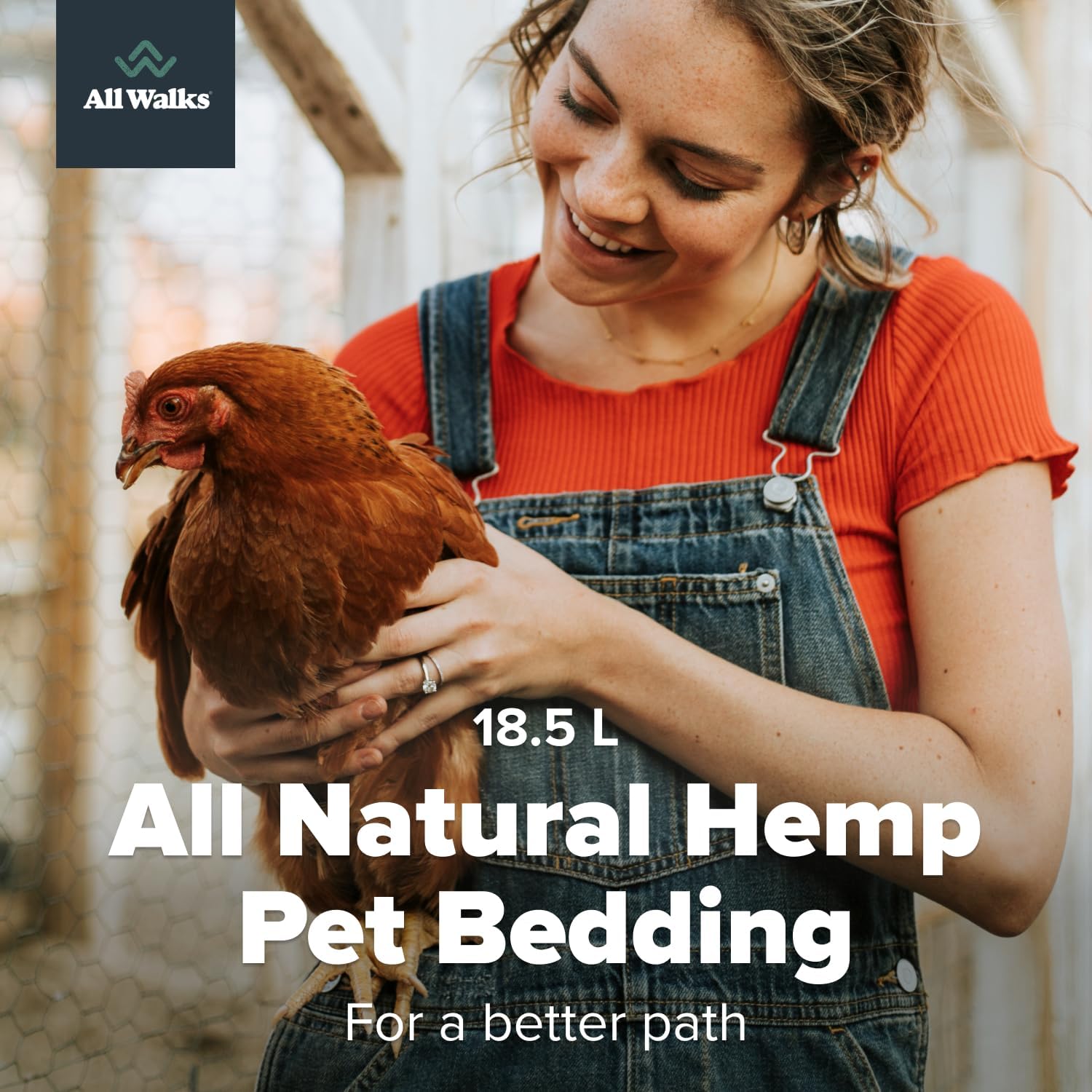 All Walks 18.5L 100% Natural Hemp Bedding - Odor Control, Dust-Free, Chemical-Free, for Chicken Coops, Hamsters, Rabbits & Small Animals, Biodegradable, Made in USA, Highly Absorbent - Image 3