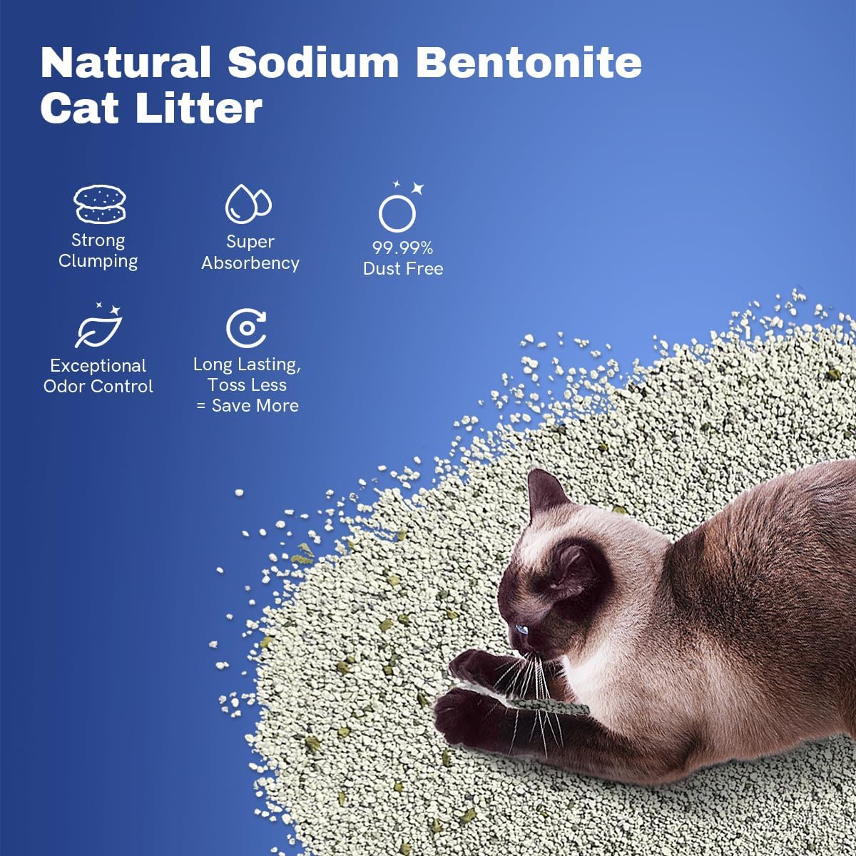 Clumping Cat Litter, Premium Bentonite Cat Litter Sodium-Based, Dust-Free, Strong Durability, Odor Control, Natural Mineral Formula Cat Litter for RealScooper - 15 lb. Box - Image 3