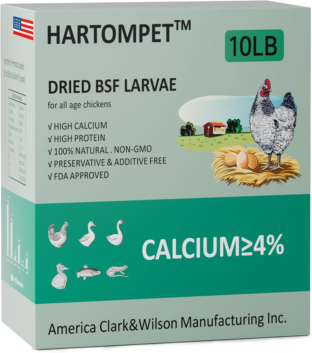 HARTOMPET Better Than Dried Mealworms for Chickens 10 lbs - 85X Calcium Than MealWorms - Non-GMO Chicken Feed Additive & Molting Supplement - black soldier fly larvae Treats for Hens, Ducks, Wild Bird - Image 2