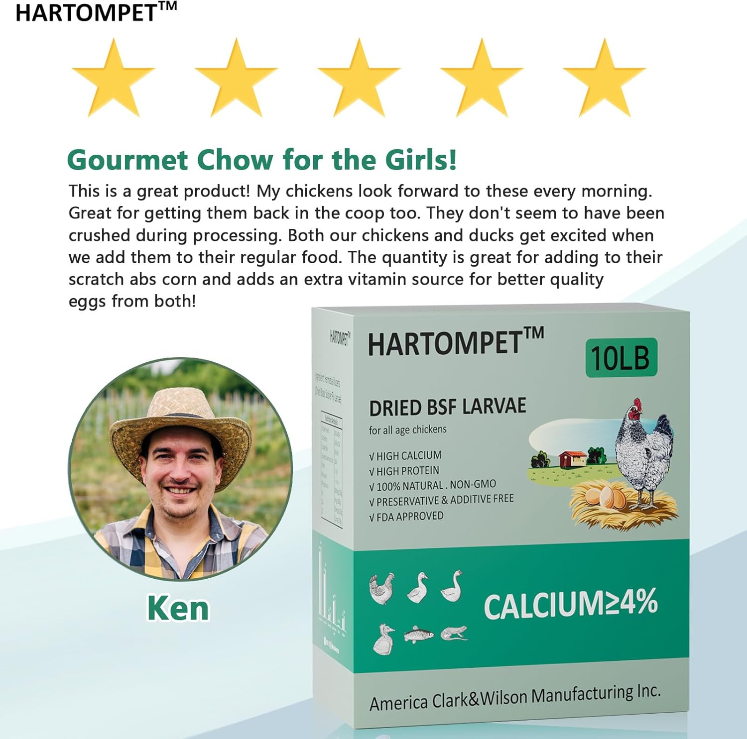 HARTOMPET Better Than Dried Mealworms for Chickens 10 lbs - 85X Calcium Than MealWorms - Non-GMO Chicken Feed Additive & Molting Supplement - black soldier fly larvae Treats for Hens, Ducks, Wild Bird - Image 8