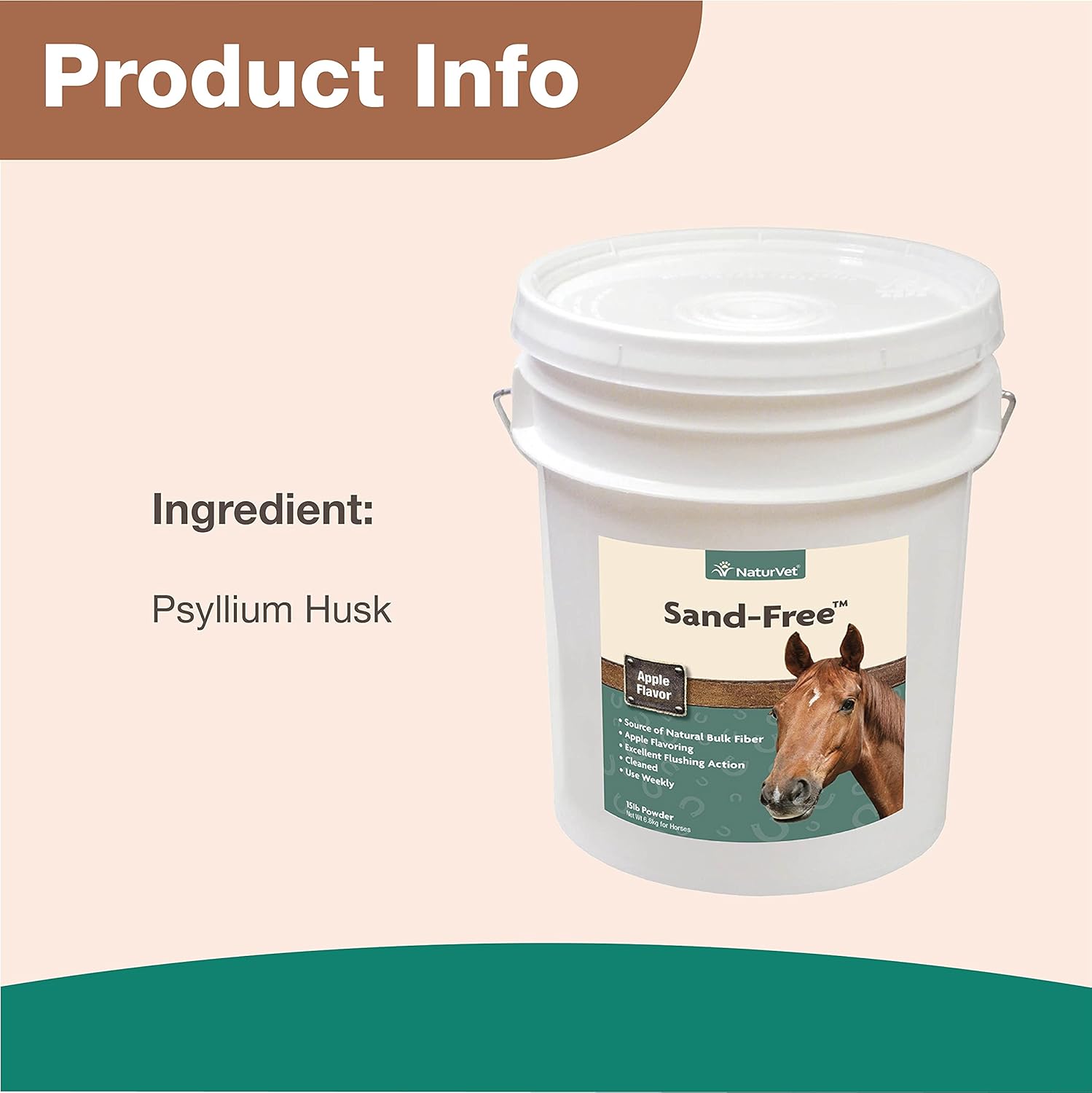 NaturVet Sand Free Horse Powder Supplement – Supports Healthy Intestinal Function, Sand Removal from Ventral Colon – Includes Psyllium Husk, Apple Flavoring – 15 lbs. - Image 6