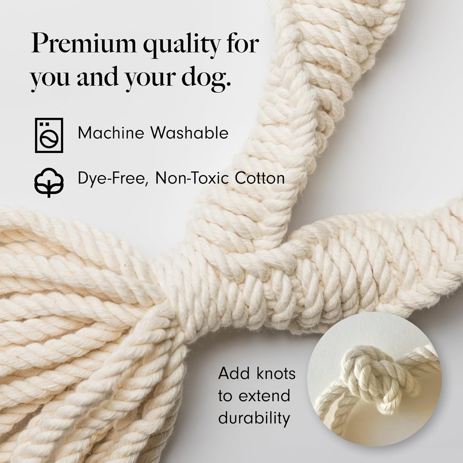 LAY LO Natural, Non-Toxic Cotton Rope Toys for Small and Medium Dogs | 2-Pack | Includes Live Support with Dog Trainer | Durable & Eco-Friendly | Unique Boho Designs with Handle | Puppy Teething Toy - Image 4