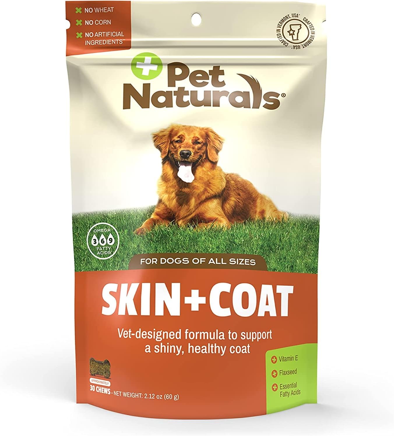 Pet Naturals Skin and Coat for Dogs with Dry, Itchy and Irritated Skin, 30 Chews - Salmon Oil, Vitamin E and Flax Oil - No Corn or Wheat - Vet Recommended - Image 2