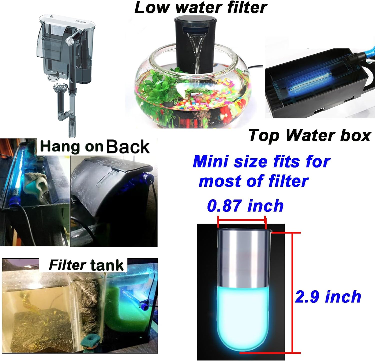 Mini 3W Timer Aquarium &UV-C Water Clean Light Aquarium Algae Clean Light Water Green Clean Fish Tank Water Clean Lamp for Sump Pond Filter Tank - Image 4