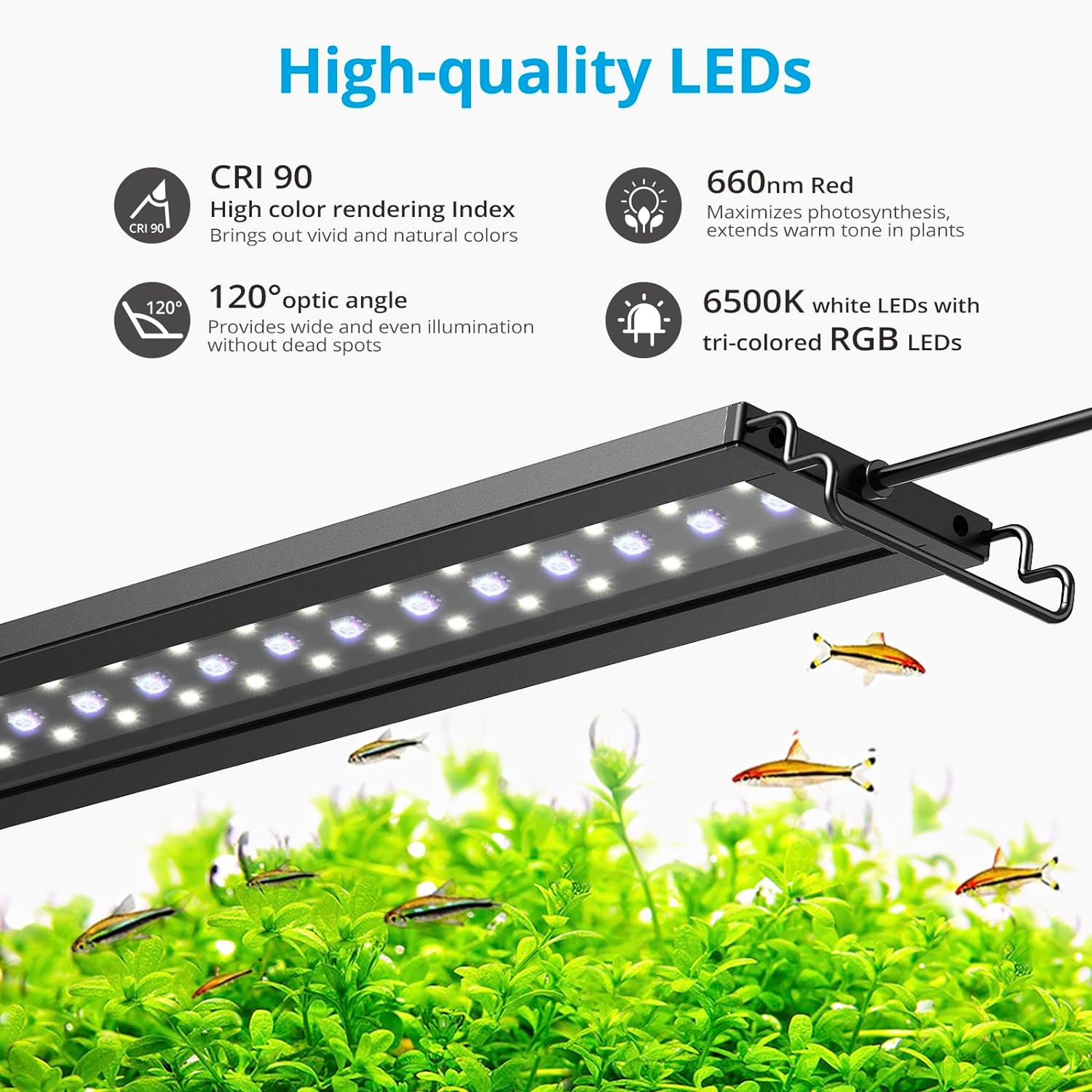 NICREW C10 24/7 LED Aquarium Light for Plants, 36-48 Inches, Full Spectrum Fish Tank Light with Timer, Brightness Adjustable - Image 5