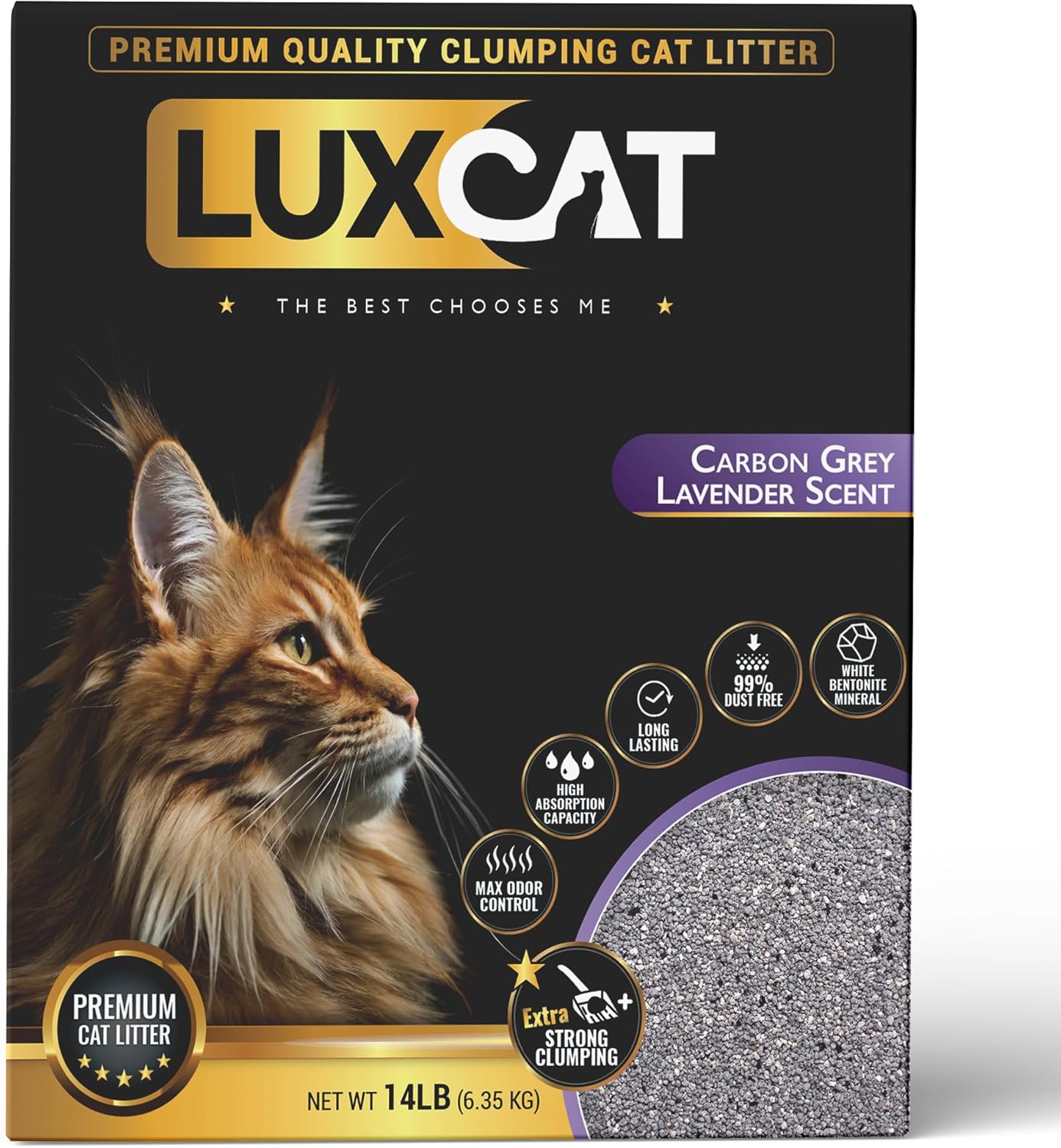 Carbon Grey Lavender Scent Premium Clumping Bentonite Cat Litter, 14 lb,Natural Ingredients - Image 2