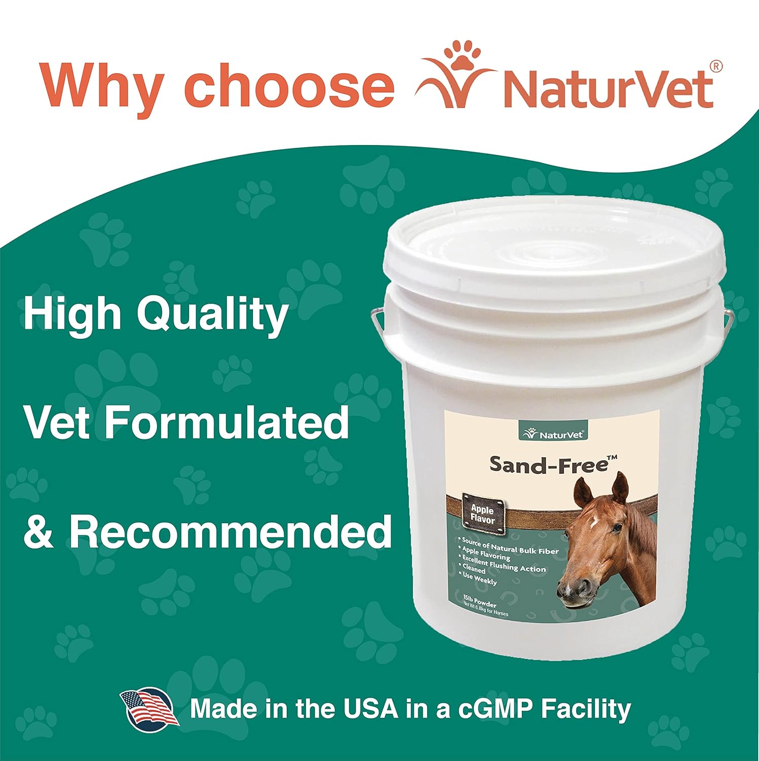 NaturVet Sand Free Horse Powder Supplement – Supports Healthy Intestinal Function, Sand Removal from Ventral Colon – Includes Psyllium Husk, Apple Flavoring – 15 lbs. - Image 4