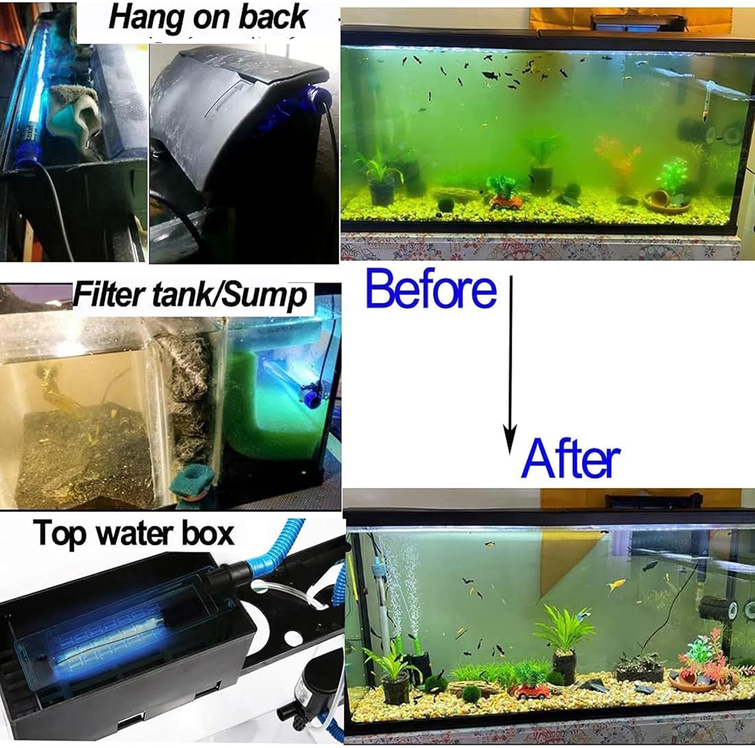 Mini 3W Timer Aquarium &UV-C Water Clean Light Aquarium Algae Clean Light Water Green Clean Fish Tank Water Clean Lamp for Sump Pond Filter Tank - Image 5